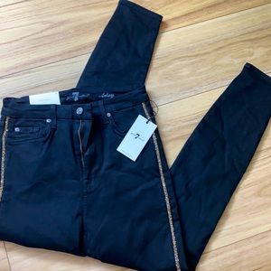 7FAM Aubrey Super High Waist Skinny Black Jeans